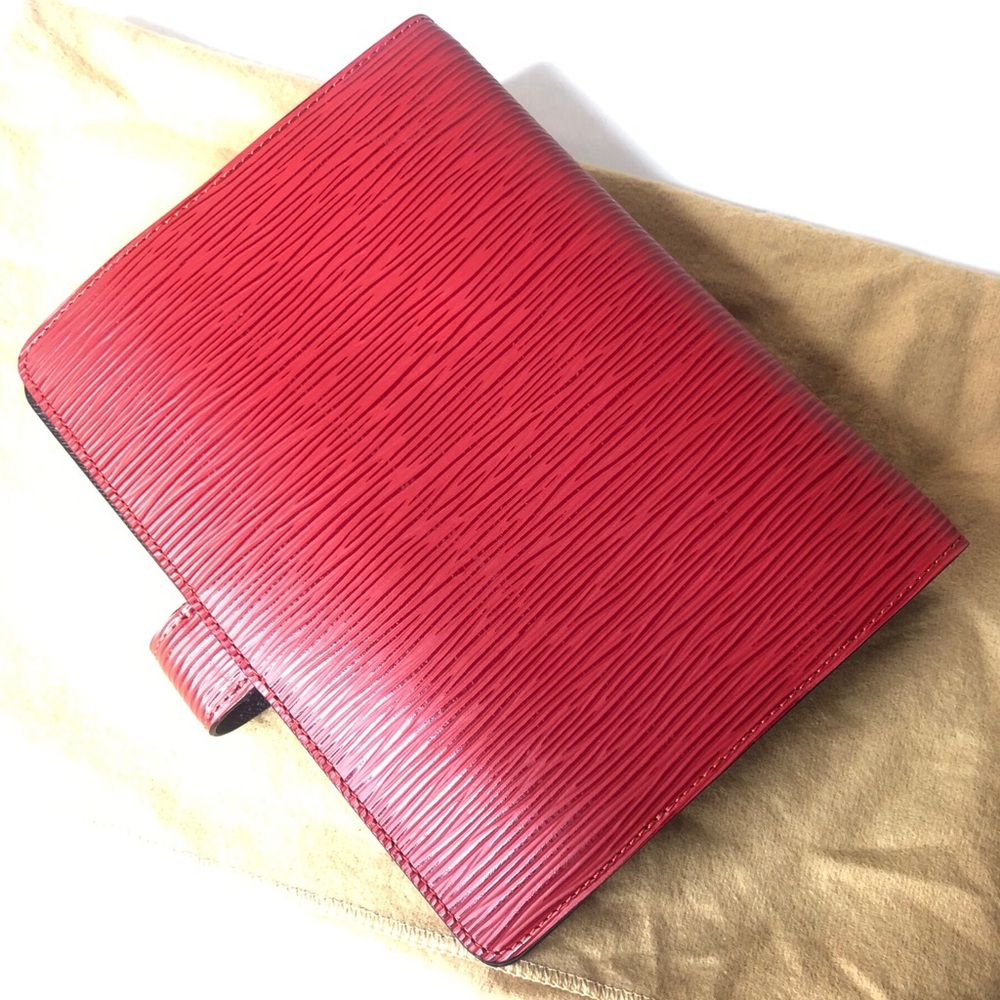 LOUIS VUITTON Red Epi Leather Notebook Agenda Passport Cover MM - Picture 13 of 16
